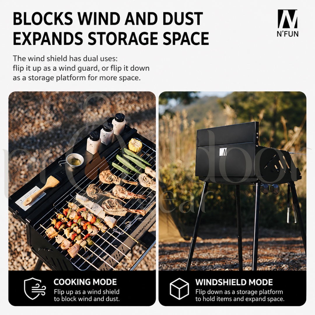 NATUREHIKE CNK2300015 Vertical BBQ Rack Camping Outdoor Household Folding Portable Charcoal Skewers Barbecue Stove