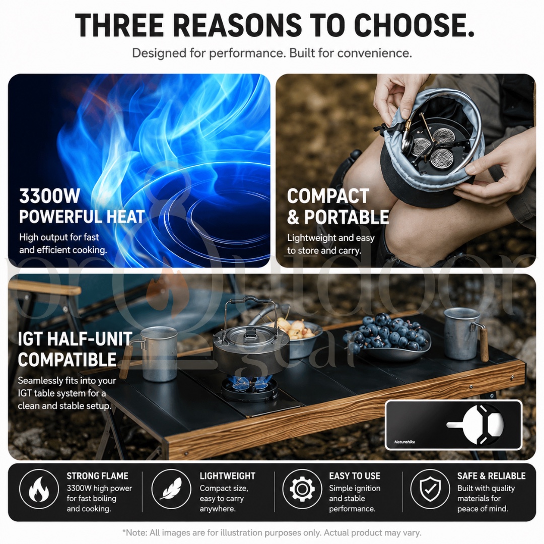 NATUREHIKE CNK2450CF019 3300w Gas Stove Portable Adjustable Firepower Ultralight Foldable