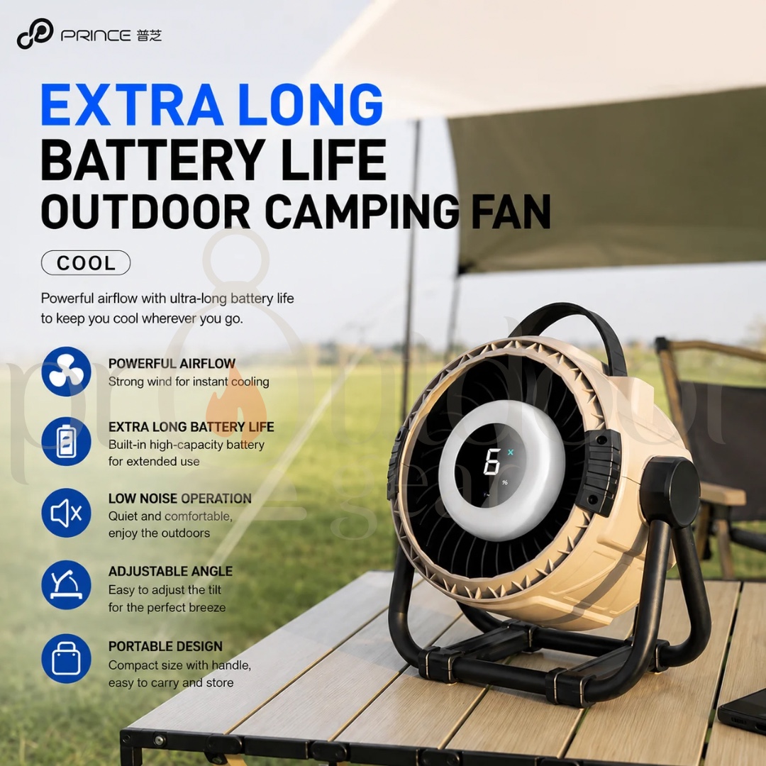 H10 Outdoor Camping Fan 20000mAh Rechargeable Portable Fan with LED Light Remote Control Type-C 6-Speed 36H Runtime