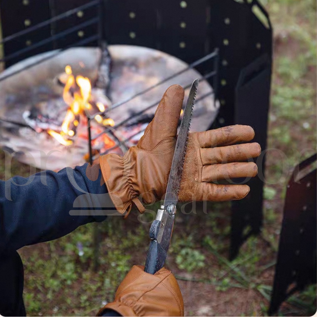 CAMPINGMOON Q27 Genuine Cowhide Leather Work Gloves Soft Lining BBQ Camping Gardening Outdoor Safety Gloves