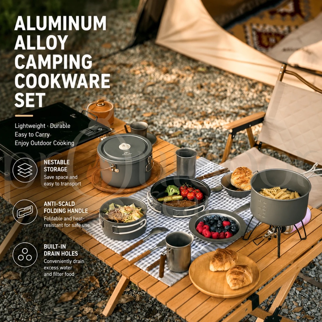 NATUREHIKE CNH22CJ002 JianXing Outdoor Camping Aluminum Alloy Pot Storage Tableware Pots Kitchenware Cooking Set