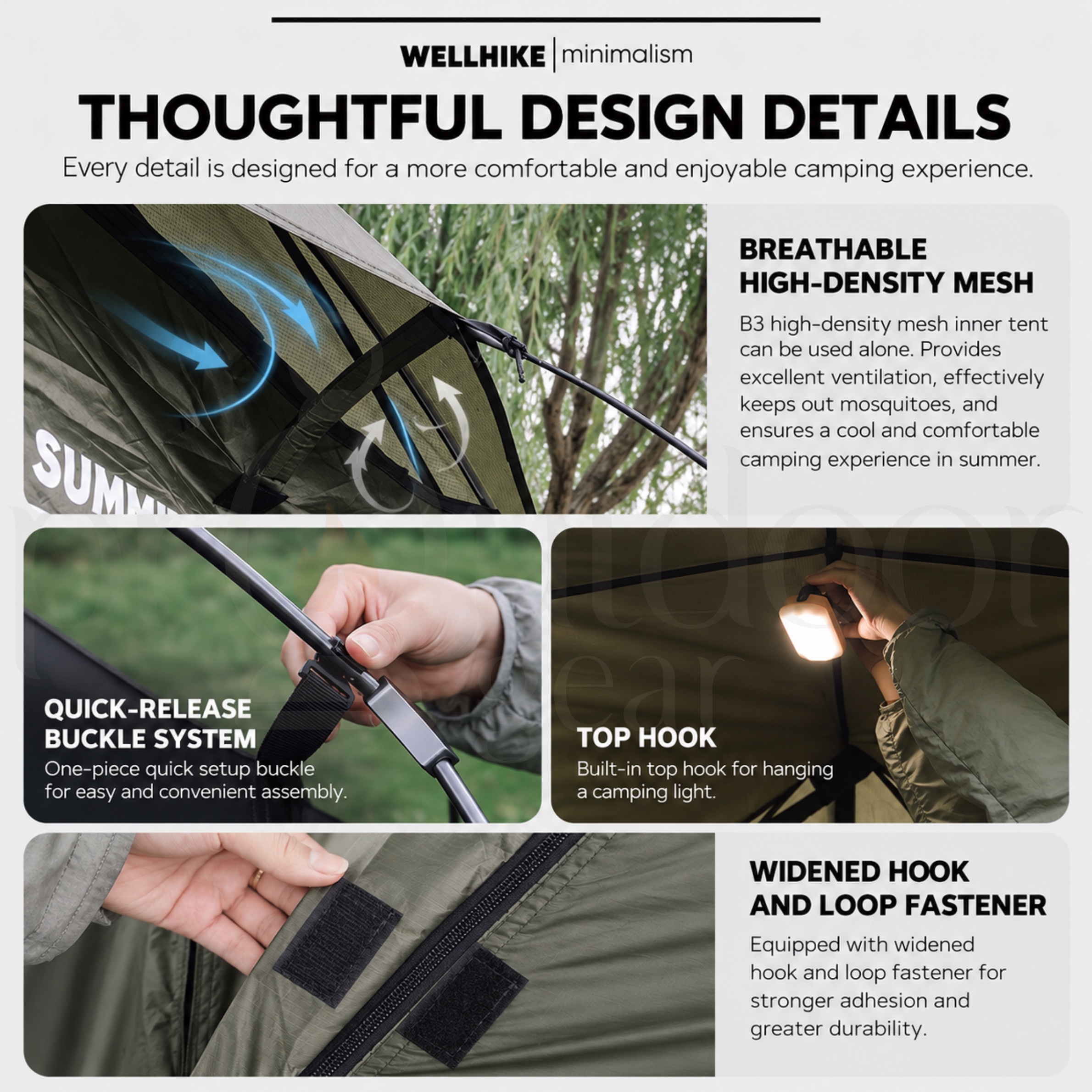WELLHIKE Cloud Peak 2 Person Camping Tent Waterproof PU3000mm Outdoor Hiking Tent Portable Double Tent