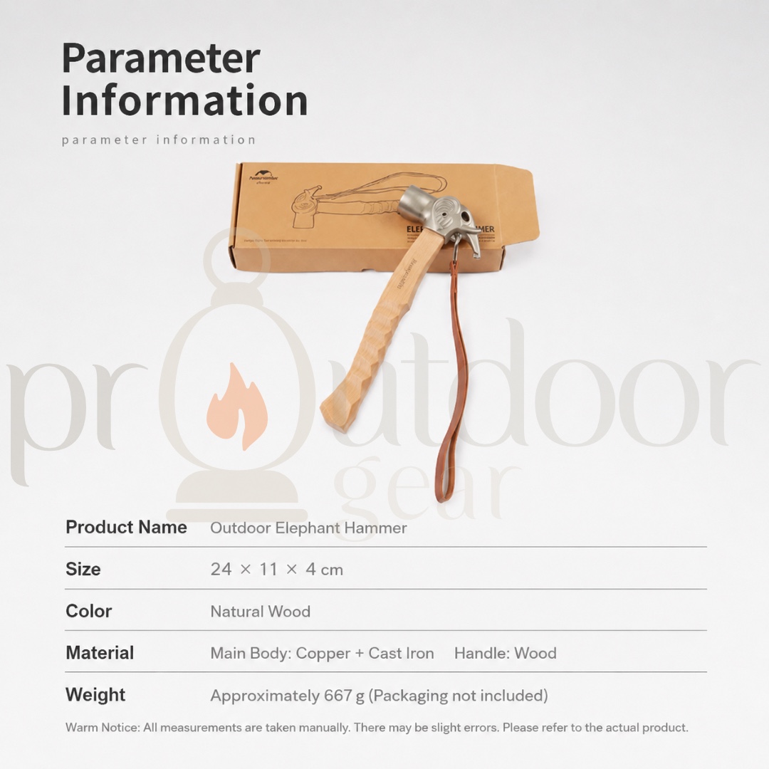 NATUREHIKE CNH22ZP022 Hammer Elephant Multifunctional Camp Outdoor Camping Equipment Ground Nail Stainless Steel Solid Wood Handle