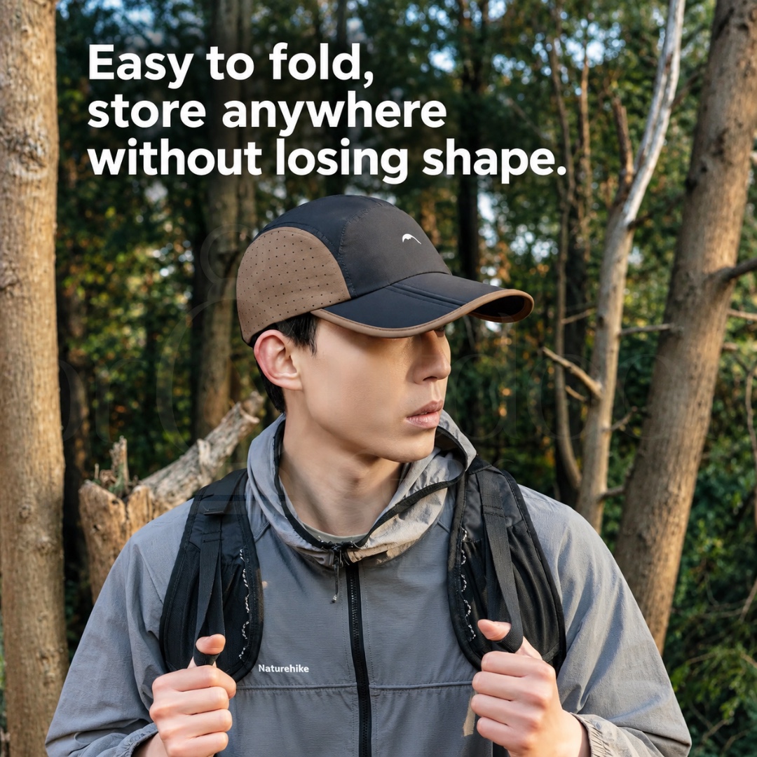 NATUREHIKE CYY2621FS011 Lightweight Foldable Cap UPF50+ Water-Repellent Breathable Quick Dry Hiking Sports Hat