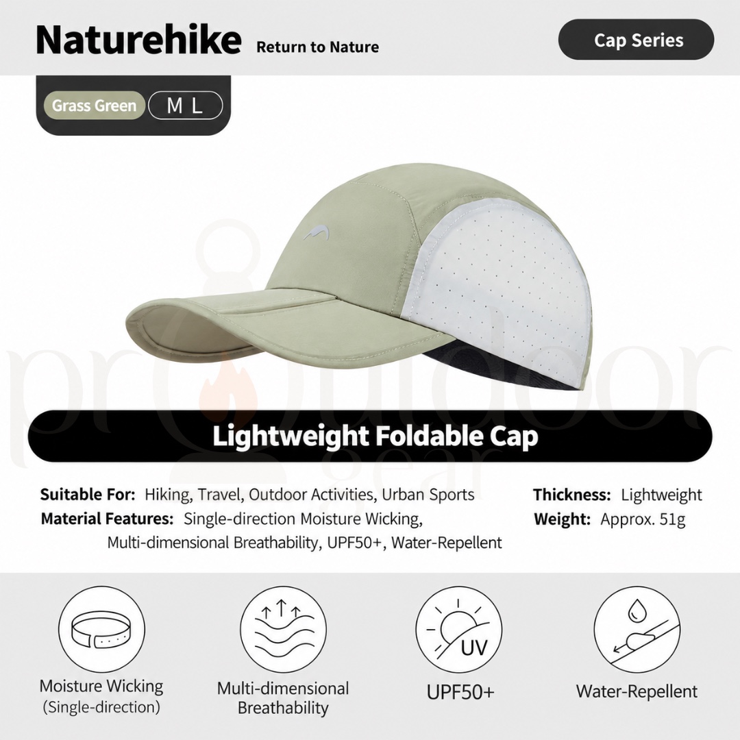 NATUREHIKE CYY2621FS011 Lightweight Foldable Cap UPF50+ Water-Repellent Breathable Quick Dry Hiking Sports Hat