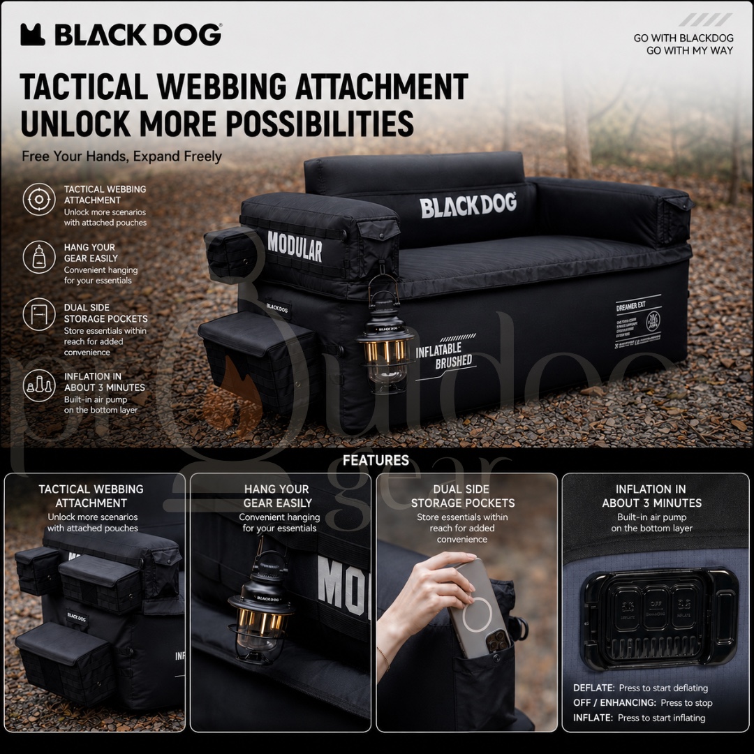BLACKDOG CBD2550WS072 Dreamer 2-Person Inflatable Sofa Built-in Air Pump Camping Air Couch Portable Outdoor Air Sofa