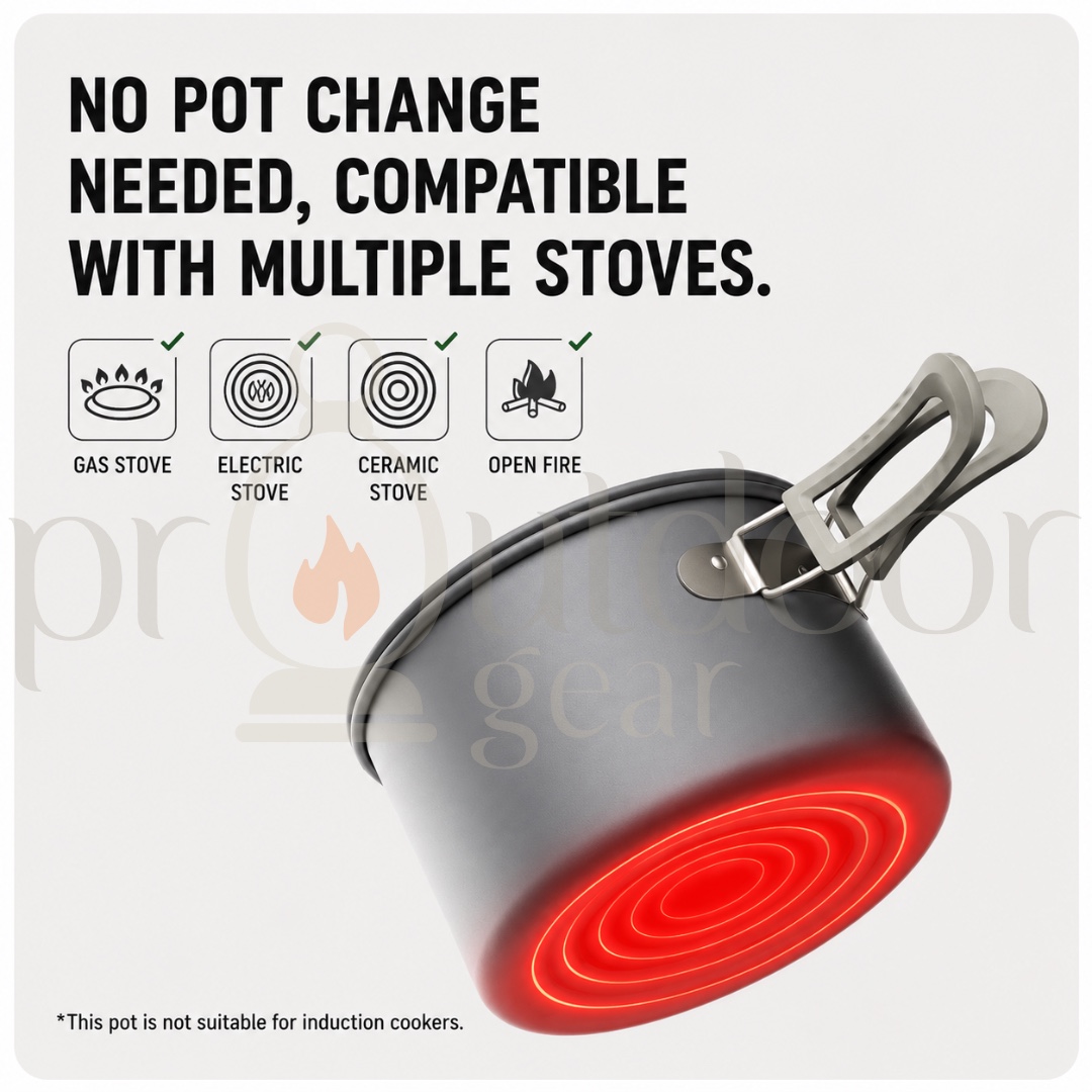 NATUREHIKE CNK2450CF010 Cookware Outdoor Cooking Set Kettle Pot for Hiking BBQ Picnic Equipment Camping Tableware