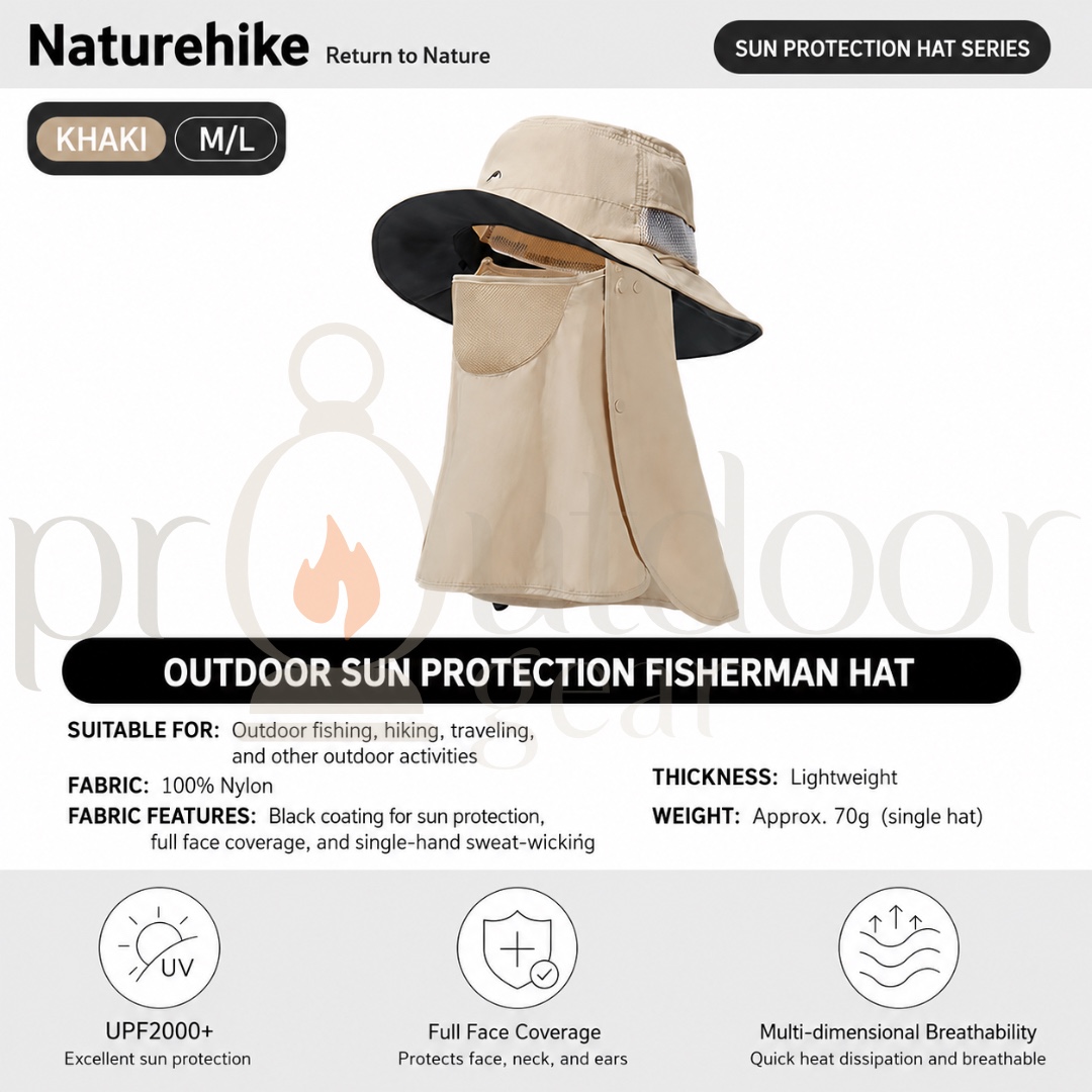 NATUREHIKE Quick Drying UV Protection Fisherman Cap Face Neck Cover Fishing Removable Sunshade Hats CYY2521FS014