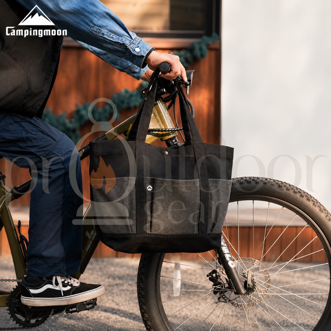 CAMPINGMOON B-191 Canvas Tote Bag Large Capacity Multi Pocket Shoulder Bag Durable Shopping Travel Work Camping Bag