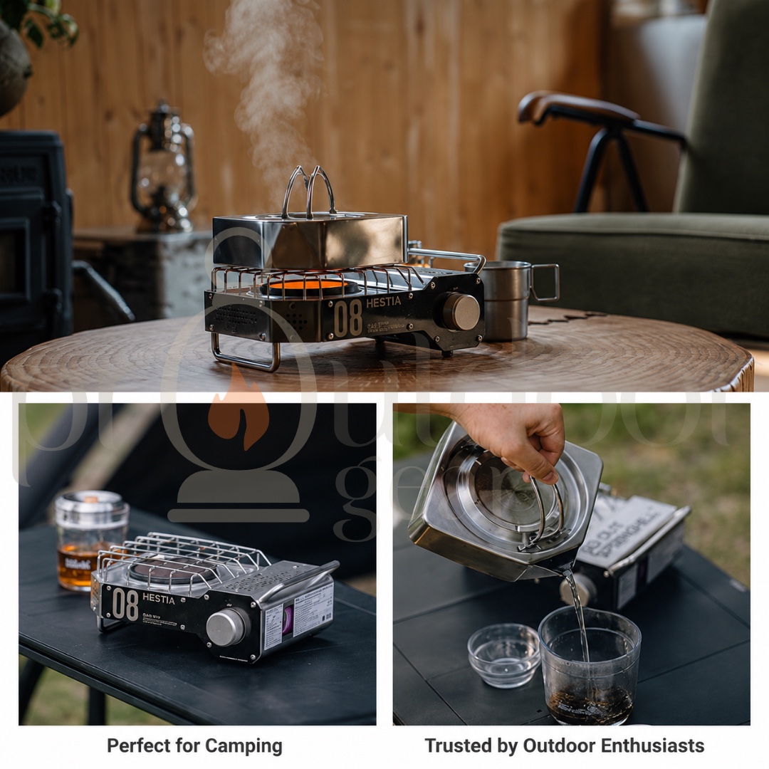 GOOUT SPRINGHILL Hestia Cassette Gas Stove 2200W Stainless Steel Portable Camping Stove with Magnetic Gas Canister