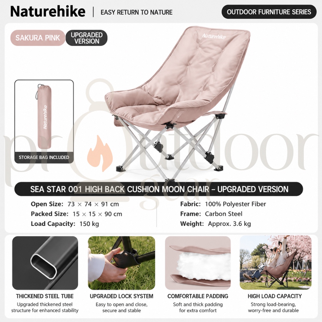 NATUREHIKE Sea Star 001 JJ019/JJ020 Collapsible High-Back Moon Folding Chair