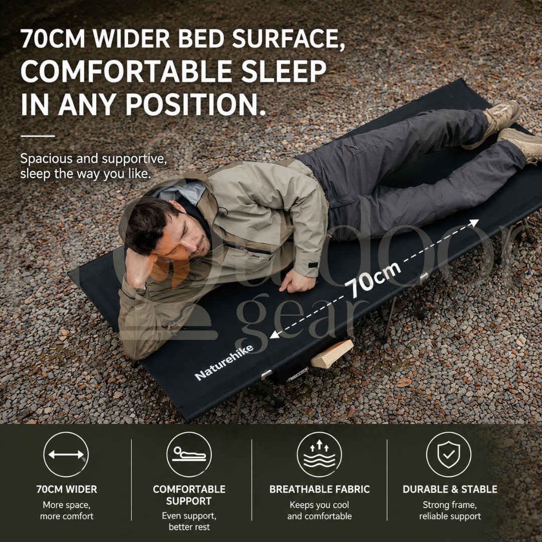 NATUREHIKE NH19JJ006 Outdoor Camping Bed 2.3kg Portable Tent Cot Foldable Sturdy Single Bed Camping Bed Hiking Travel