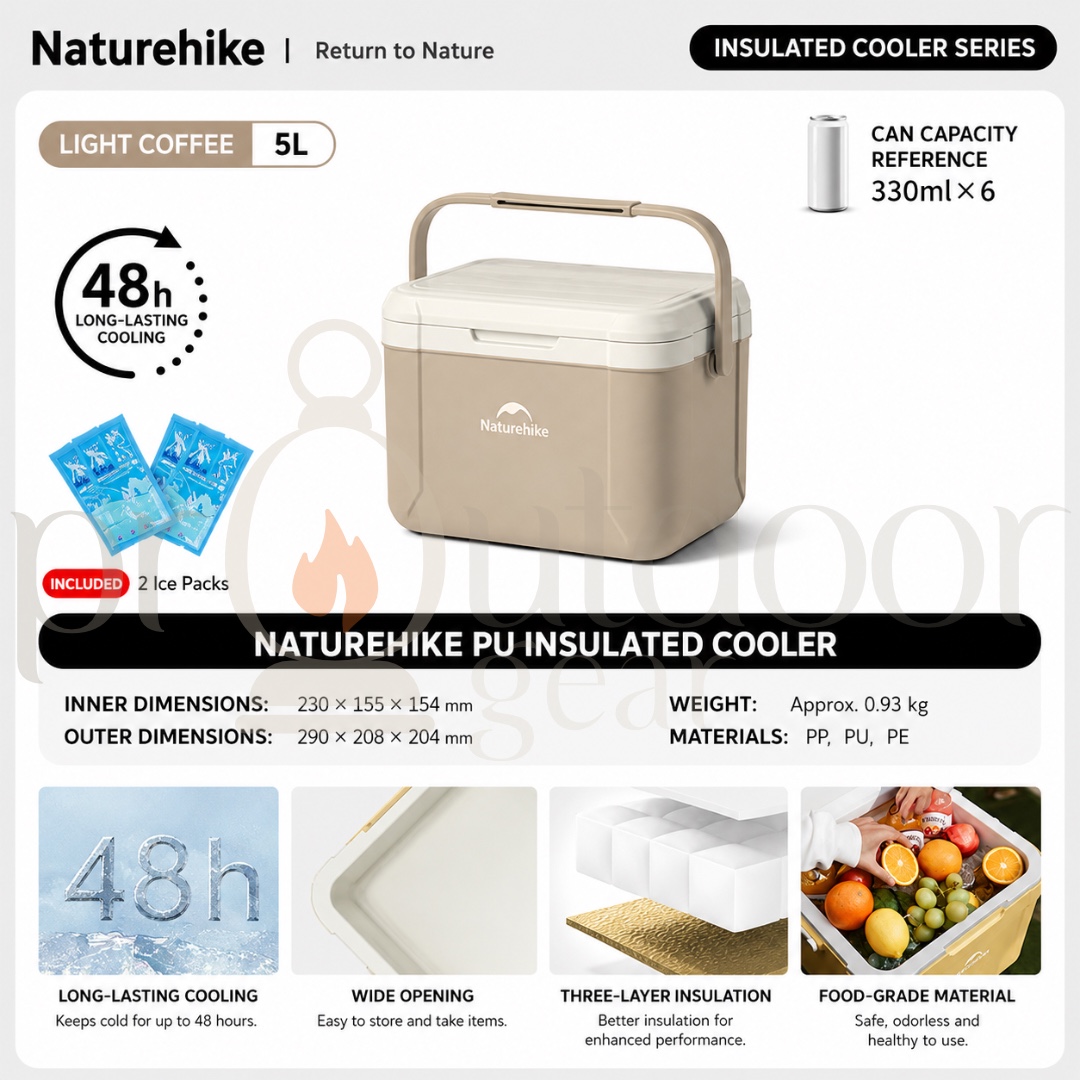 NATUREHIKE 5L 18L PU Cooler Box Large Capacity Portable for Outdoor Camping Fishing Picnic Car Ice Insulation Box