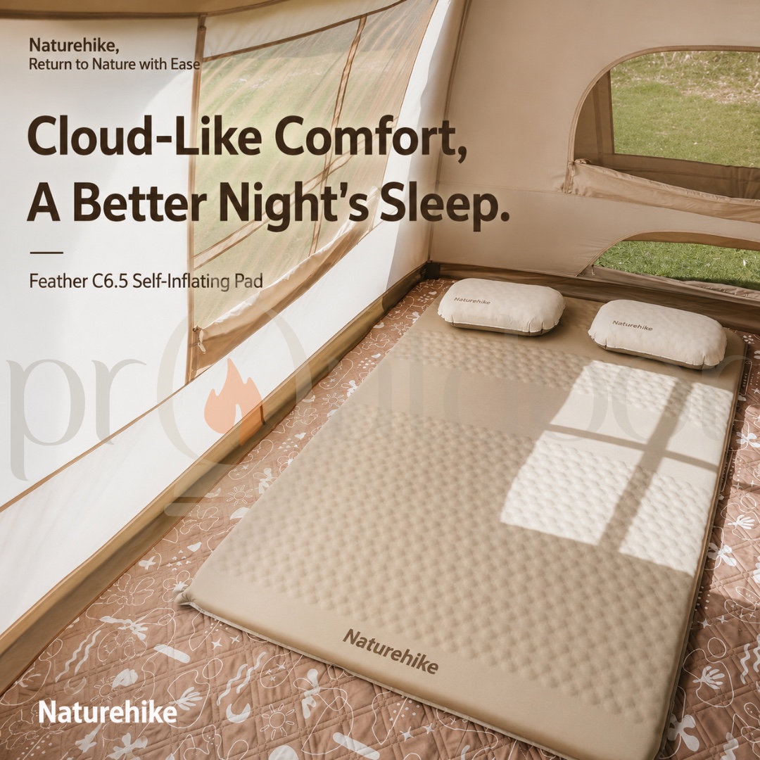 NATUREHIKE YuGu C6.5 Automatic Inflatable Cushion 6.5cm Self-inflating Single Double Bed Sleeping Pad mattress