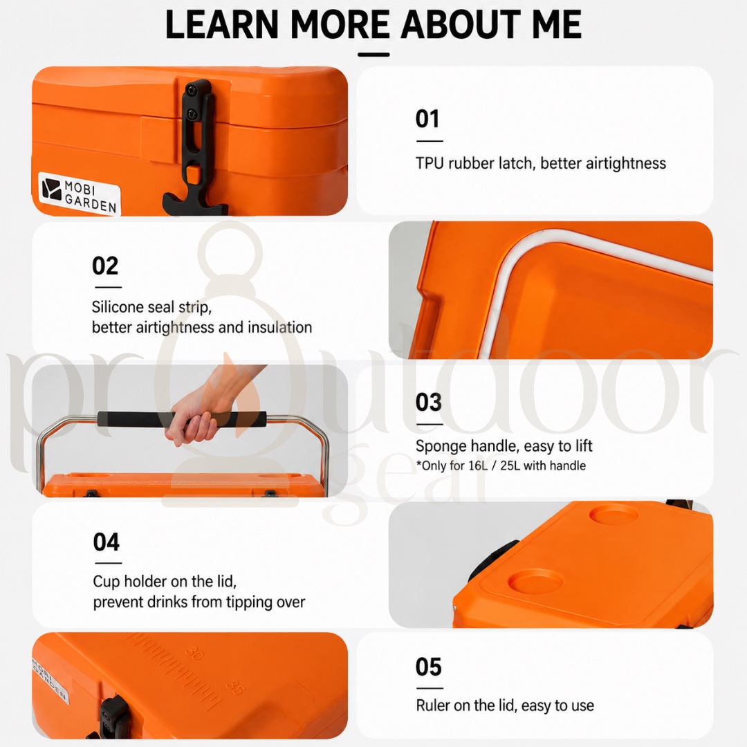 Mobi Garden 25L/36L/50L/75L Glacier Cooler Box Portable Insulated Ice with Handle and Wheels Outdoor Picnic Food Storage