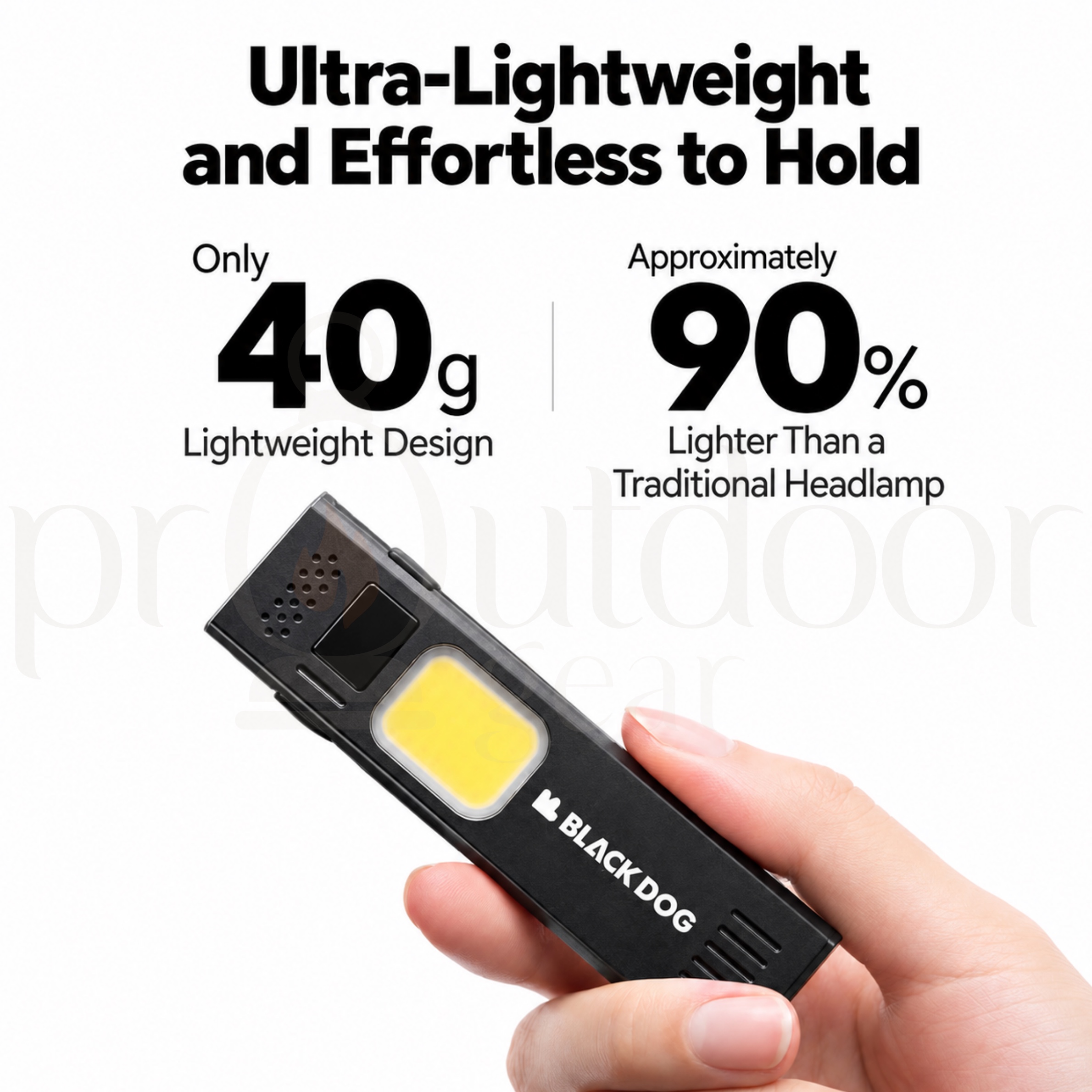 BLACKDOG CBD2650ZM014 Dual Light Source Portable Flashlight 350LM Magnetic Clip Mini Rechargeable Type-C LED Work Light
