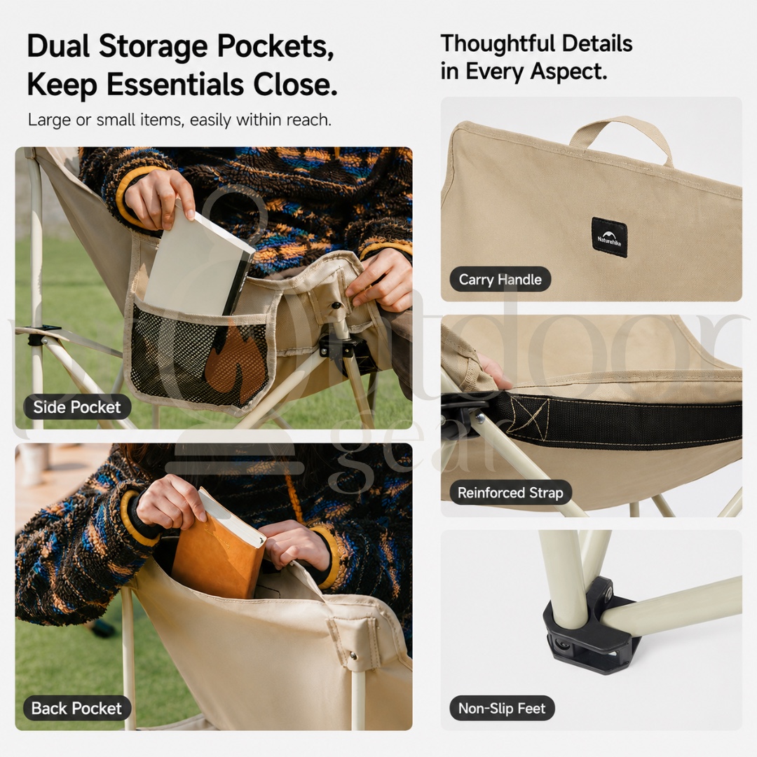 Naturehike T01 Gathering Chair Portable Outdoor Camping Folding Moon Chair Camping Armchair