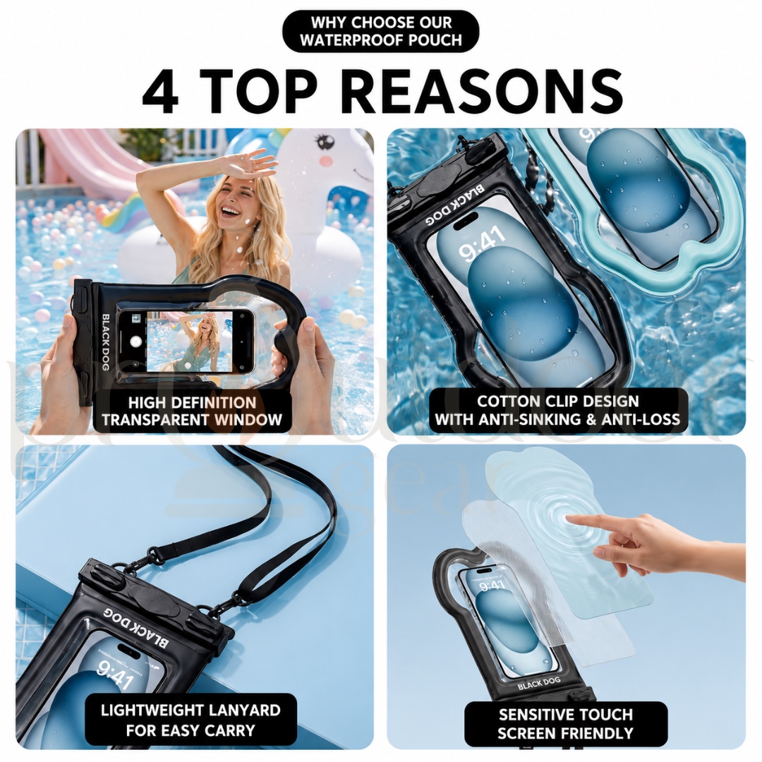 BLACKDOG CBD2652006011 IPX8 Floating Waterproof Phone Pouch Universal Touch Screen Dry Bag for Swimming Beach Kayaking