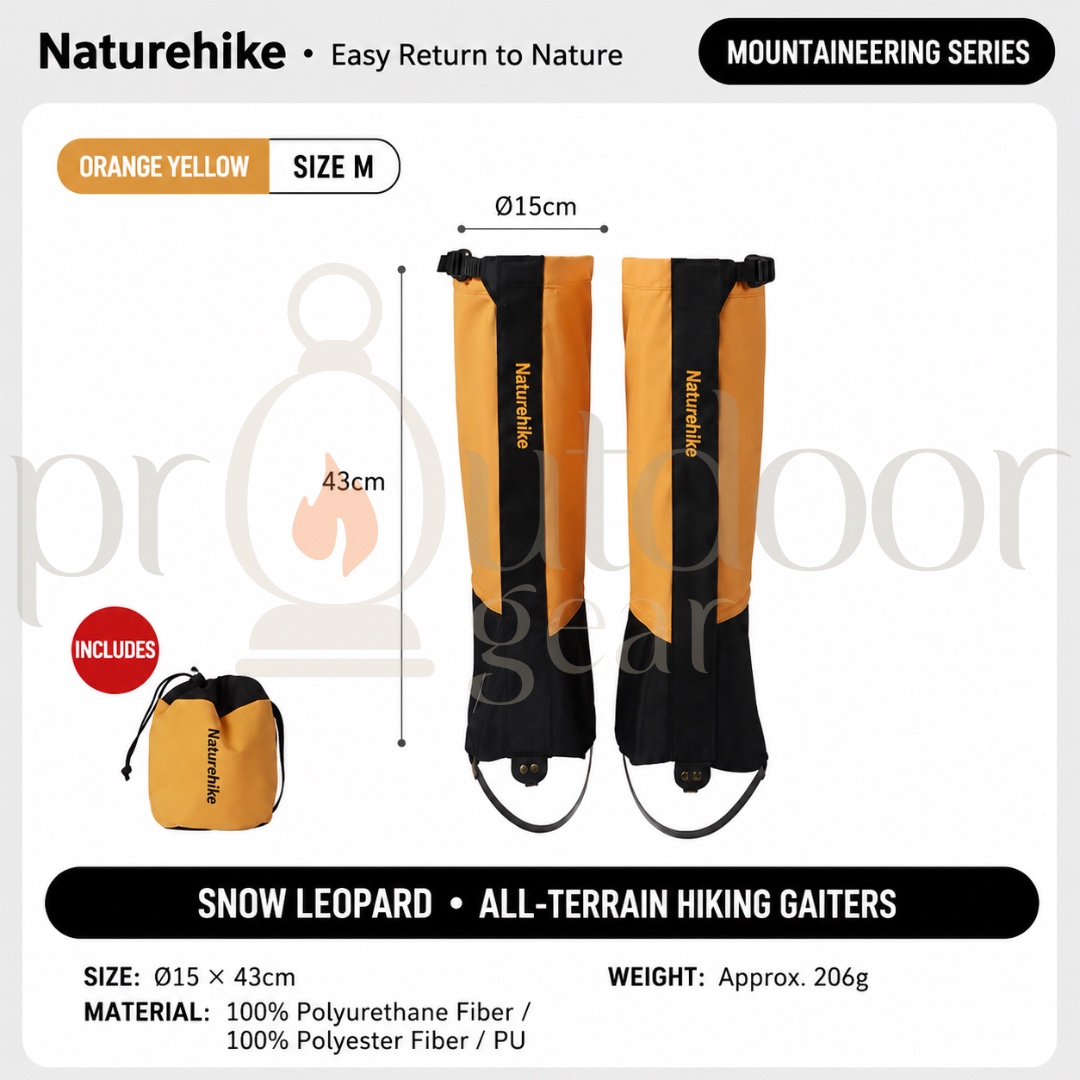 NATUREHIKE CNK2450DS011 Snow Leopard All-Terrain Hiking Gaiters Outdoor Waterproof Snowproof Breathable Leg Covers