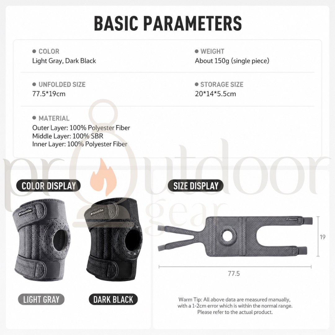 NATUREHIKE CNK2650DS010 4-Spring Knee Support Hiking Knee Brace Running Trekking Cycling Gym Patella Protector