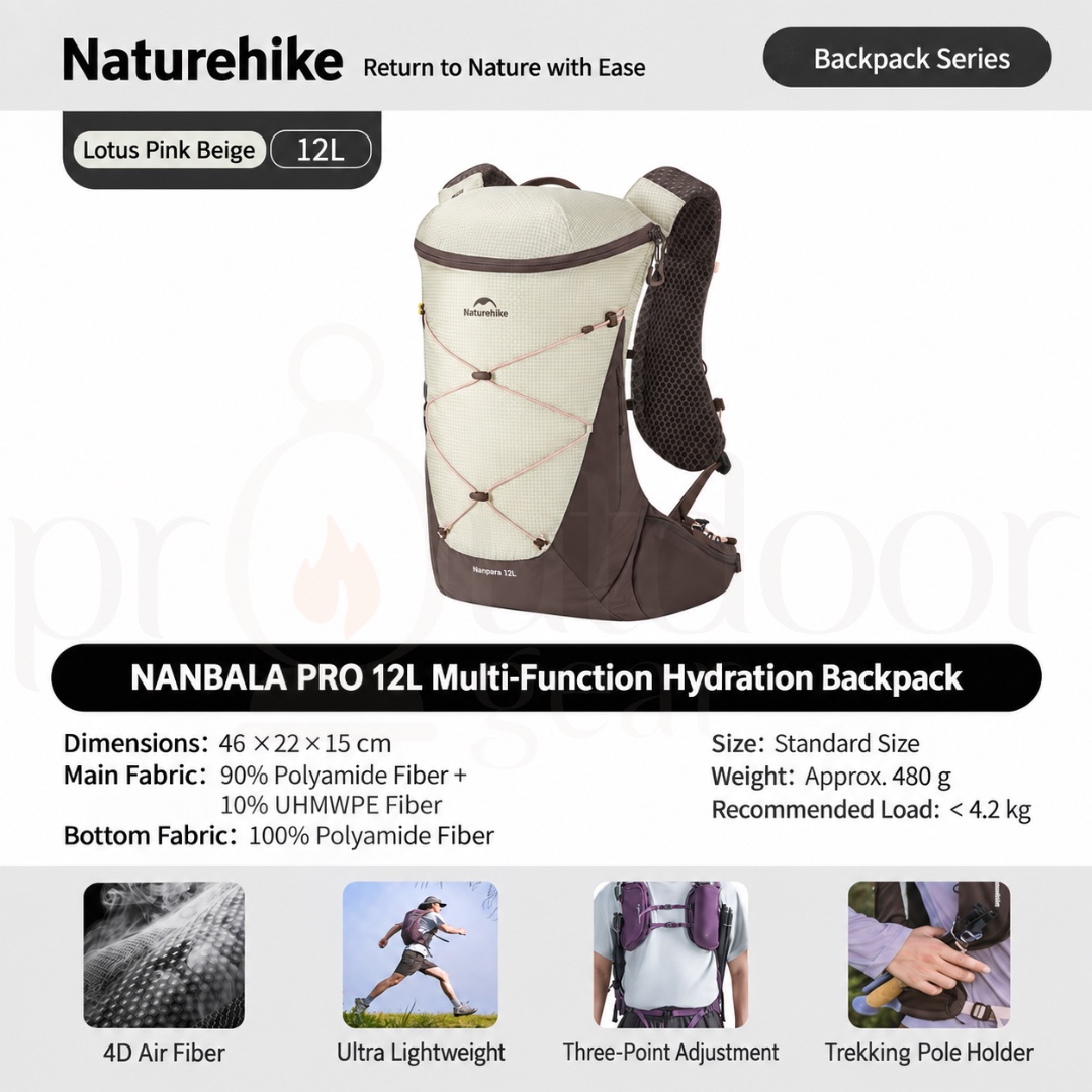 NATUREHIKE NANBALA PRO 12L Hydration Pack Lightweight Hiking Trail Running Outdoor Backpack