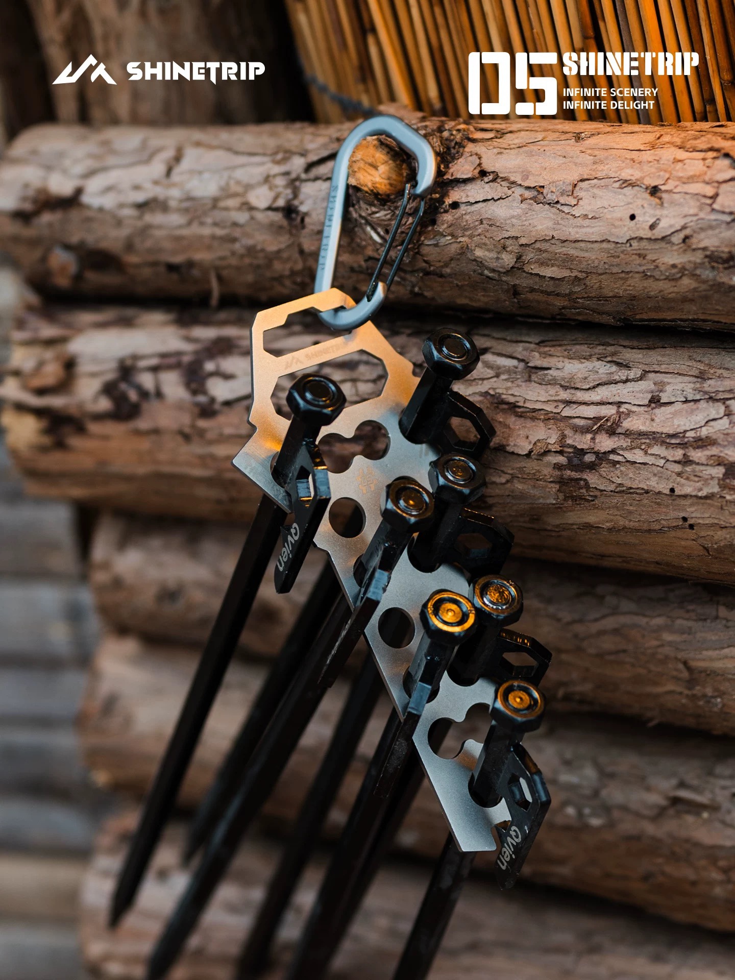 SHINETRIP A582 Camping Tent Peg Organizer Bag Tactical Ground Nail Storage Pouch Stainless Steel Hanging Buckle