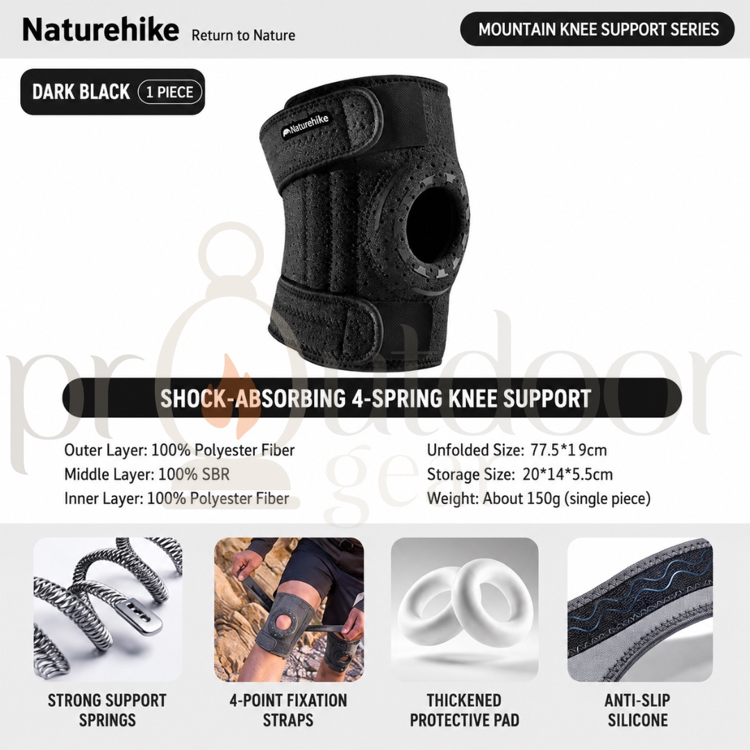 NATUREHIKE CNK2650DS010 4-Spring Knee Support Hiking Knee Brace Running Trekking Cycling Gym Patella Protector