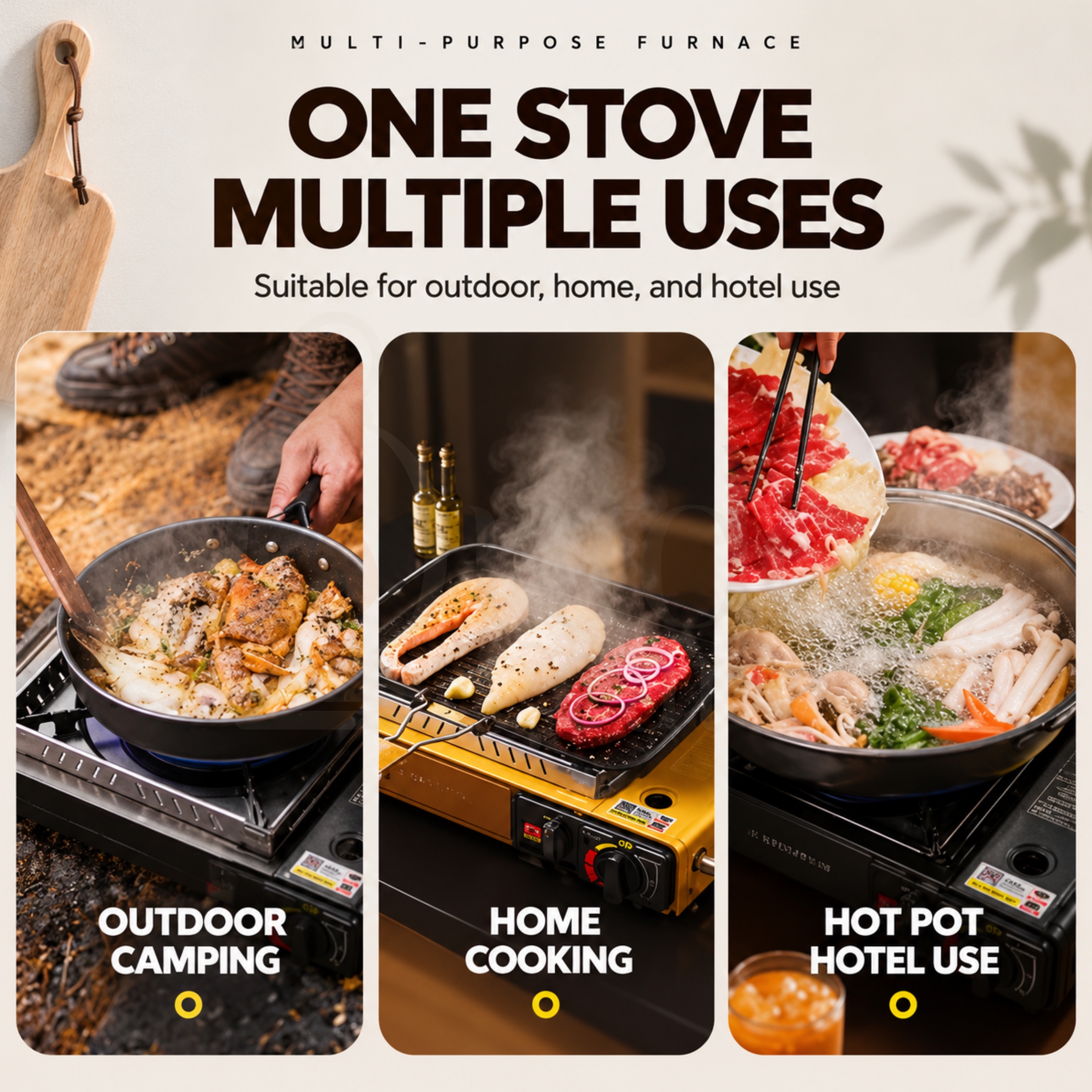 YANCHUAN YC-8501 Portable Gas BBQ Grill Stove 2.2KW 2-in-1 Camping Barbecue Grill & Griddle Outdoor Cooking Stove