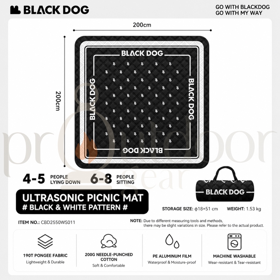 BLACKDOG CBD2550WS011 Outdoor Ultrasonic 2X2M Picnic Mat Moisture-Proof Thickened Outing Camping