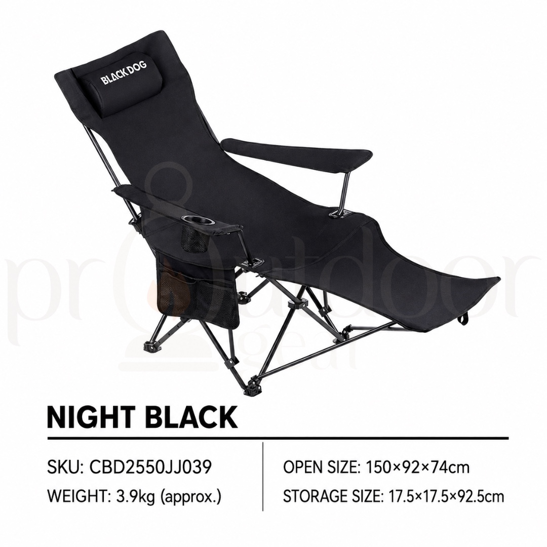 BLACKDOG CBD2300JJ021 CBD2550JJ066 MAN XIANG Mesh Folding Reclining Camping Chair Adjustable Footrest High Back
