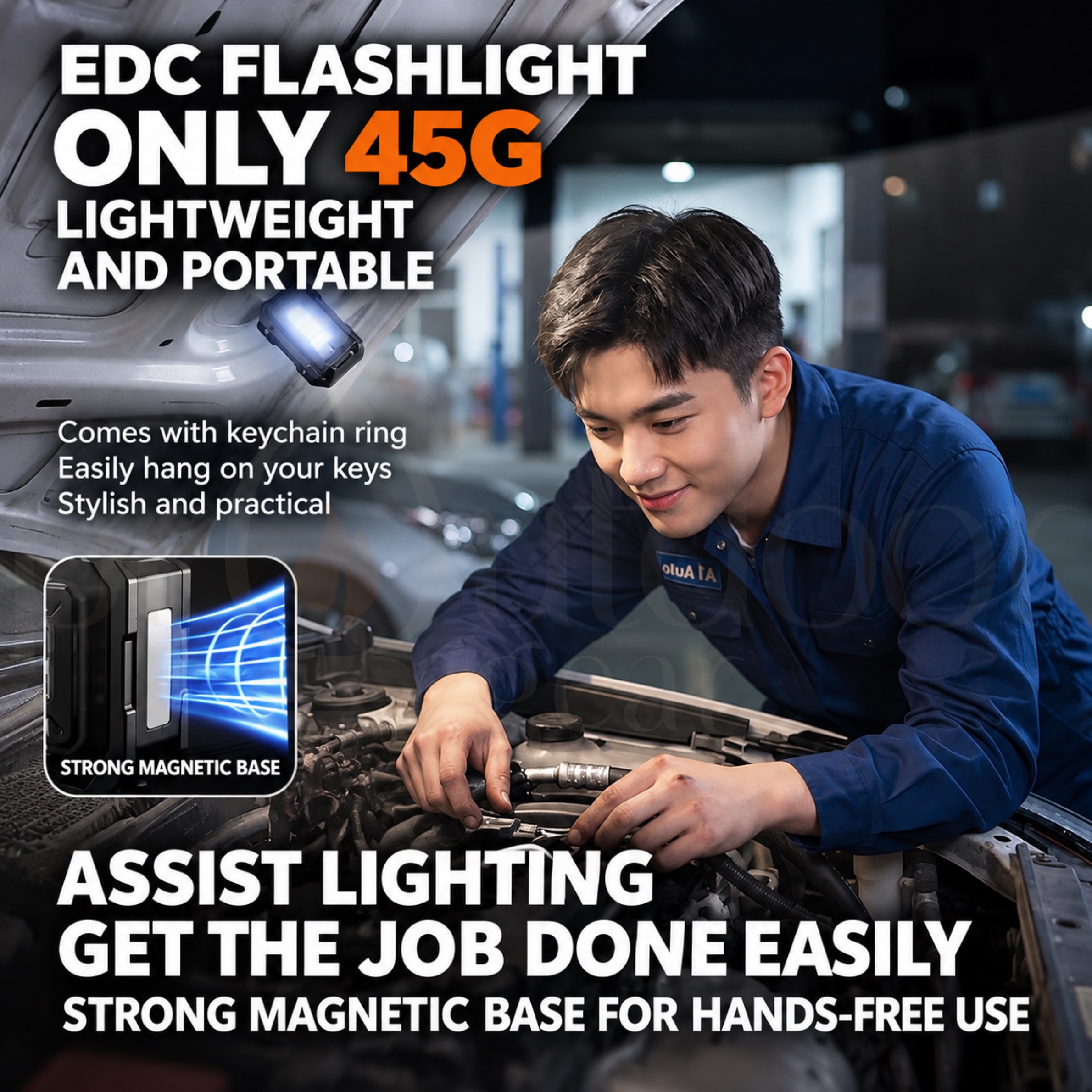 BLACKDOG CBD2650ZM012 EDC Portable Rechargeable Flashlight 283LM Dual LED Mini Torch 8 Light Modes Magnetic Base Type-C Camping Hiking Emergency Light