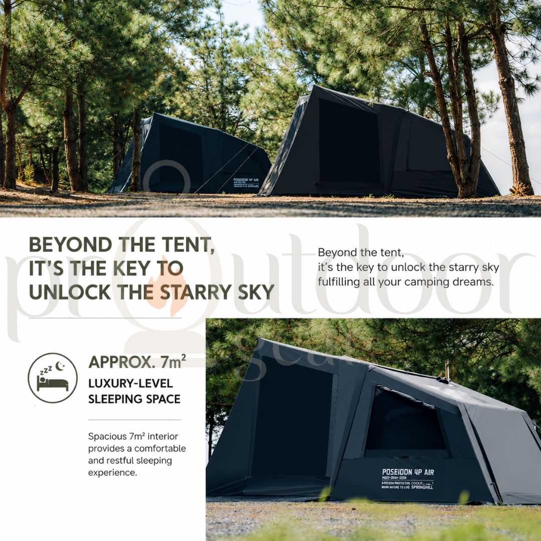 [PRE-ORDER] GOOUT SPRINGHILL Penglai 4P Inflatable Tent, One Bedroom and One Living Room Outdoor Camping Rainproof