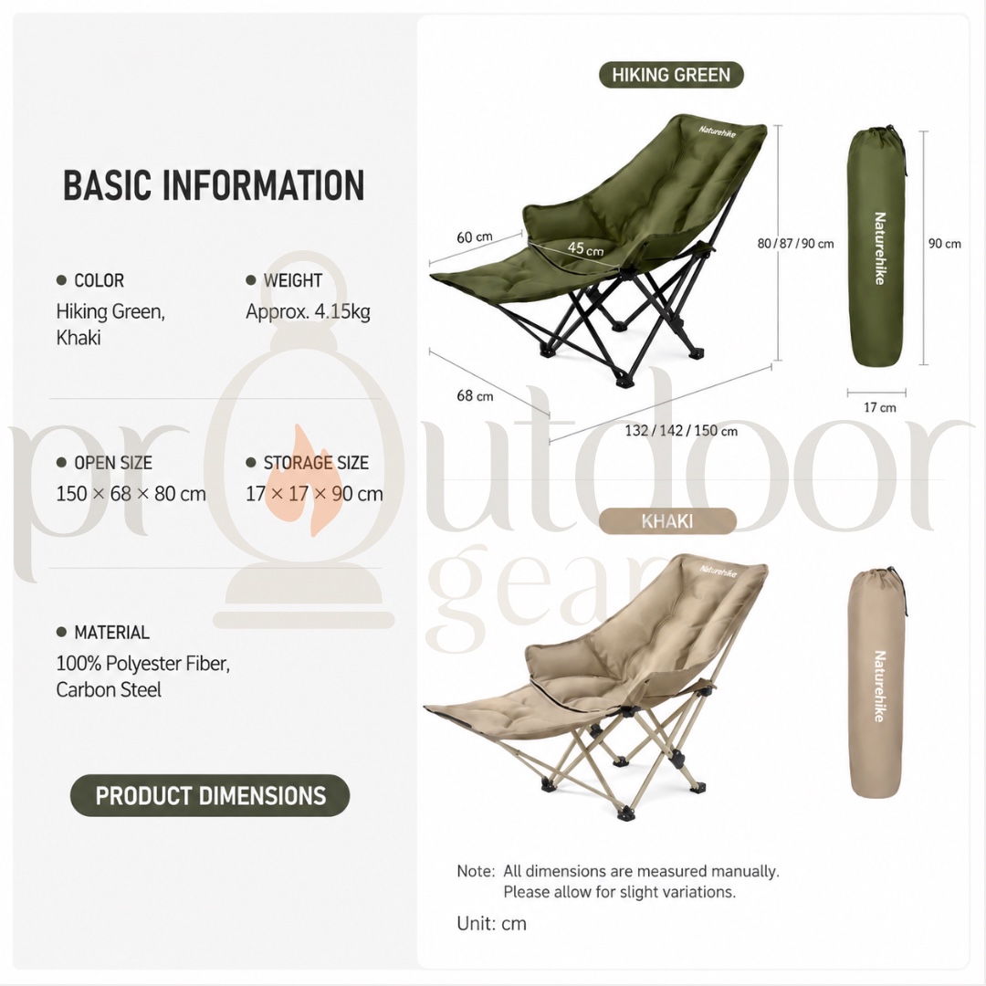 NATUREHIKE Sea Star 001 CNK2550JJ019 High Back Padded Moon Chair Outdoor Folding Camping Reclining Chair