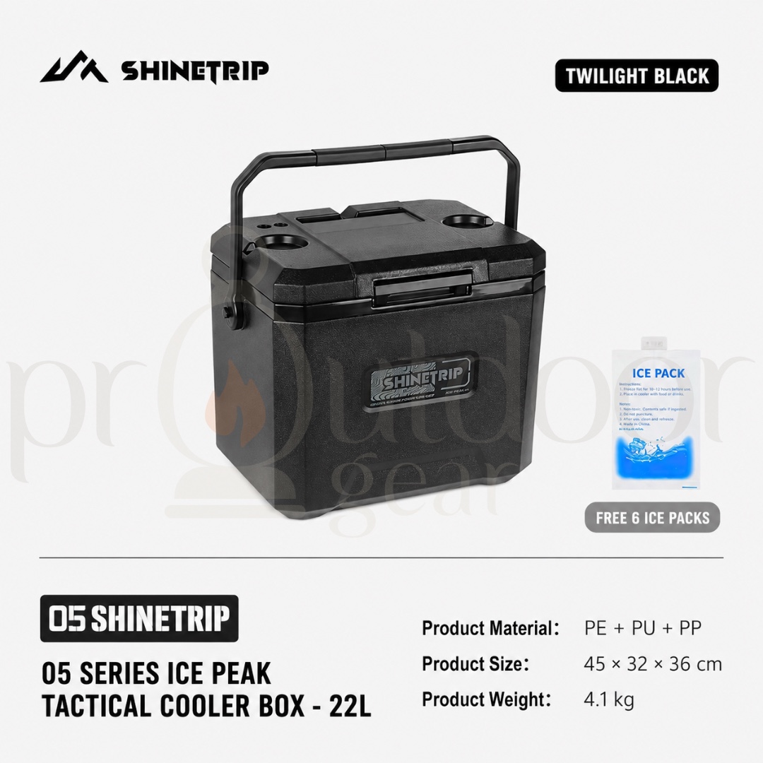 SHINETRIP A608 Ice Peak Tactical Cooler Box 16L 22L 72H Cold Retention Camping Ice Box Portable Outdoor Cooler