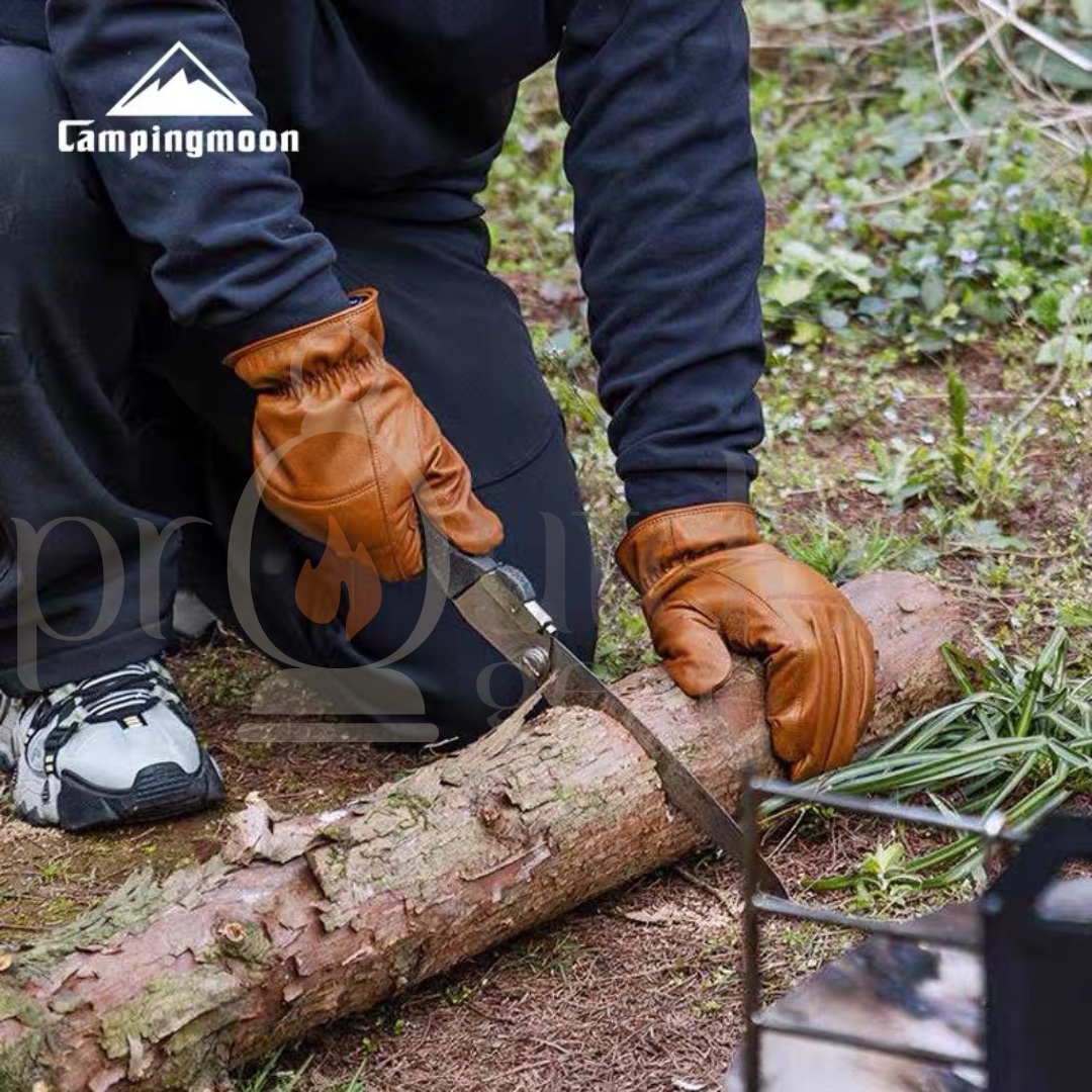 CAMPINGMOON Q27 Genuine Cowhide Leather Work Gloves Soft Lining BBQ Camping Gardening Outdoor Safety Gloves