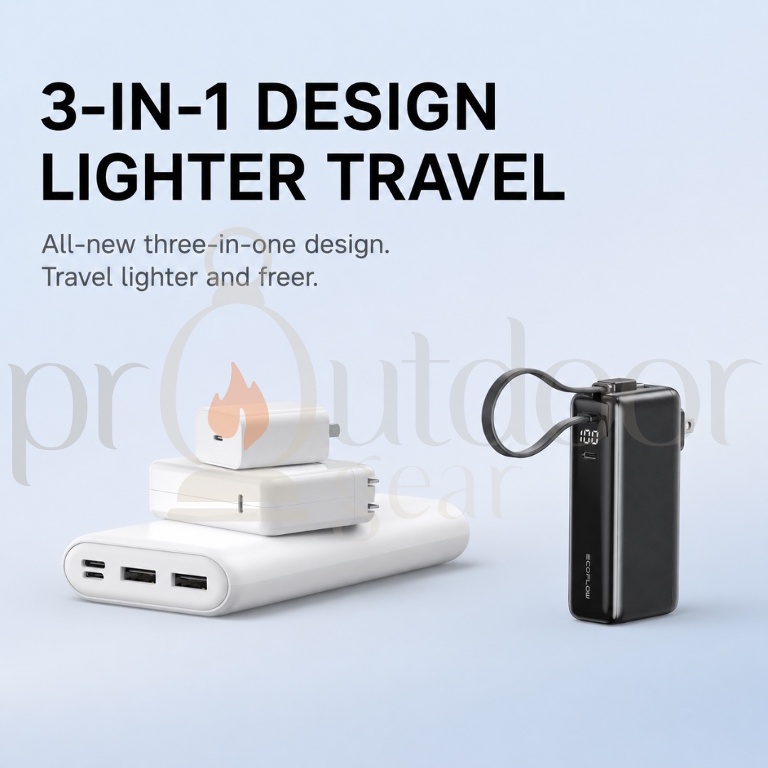 EcoFlow RAPID 10000mAh 30W Fast Charge Power Bank 3-in-1 Built-in Cable Portable Wall Charger PD Fast Charging
