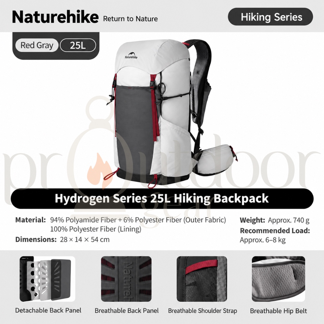 NATUREHIKE HYDROGEN 25L Hiking Backpack Lightweight Breathable Outdoor Trekking Travel Camping Daypack