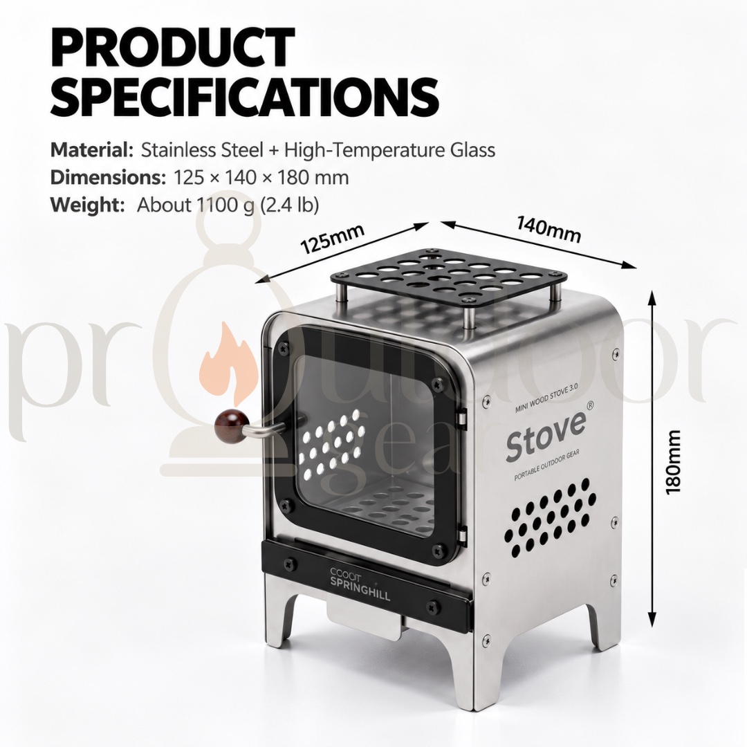 GOOUT SPRINGHILL Mini Stove 3.0 Multifunctional Stove All-Metal Retro Portable Wood Burning Stove