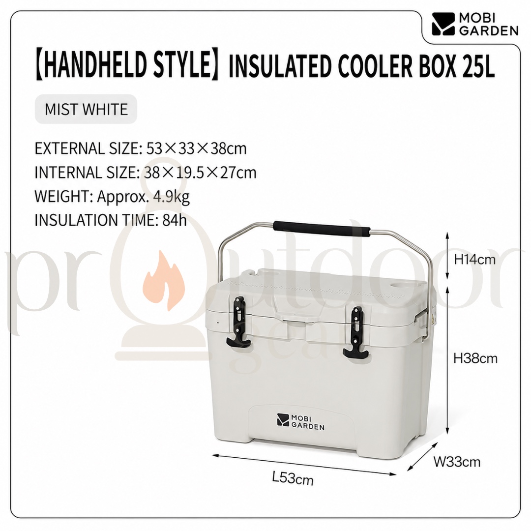 Mobi Garden 25L/36L/50L/75L Glacier Cooler Box Portable Insulated Ice with Handle and Wheels Outdoor Picnic Food Storage