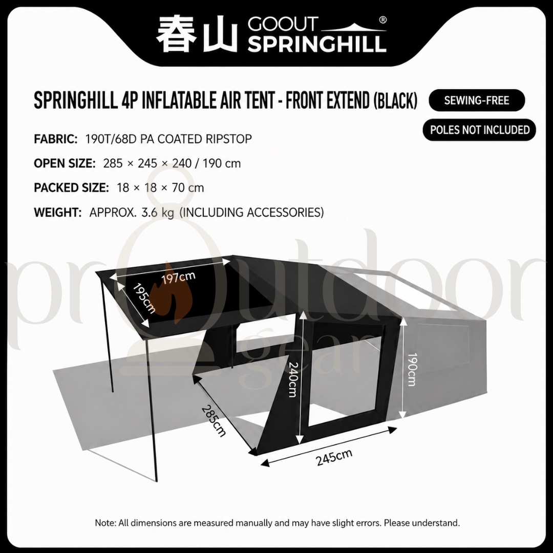 [PRE-ORDER] GOOUT SPRINGHILL Penglai 4P Inflatable Tent, One Bedroom and One Living Room Outdoor Camping Rainproof