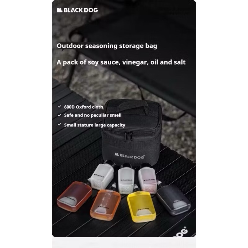 BLACKDOG Condiment Bottle Set Outdoor BBQ Seasoning Storage Bag Picnic Camping Multifunctional Spice Container 2.9L