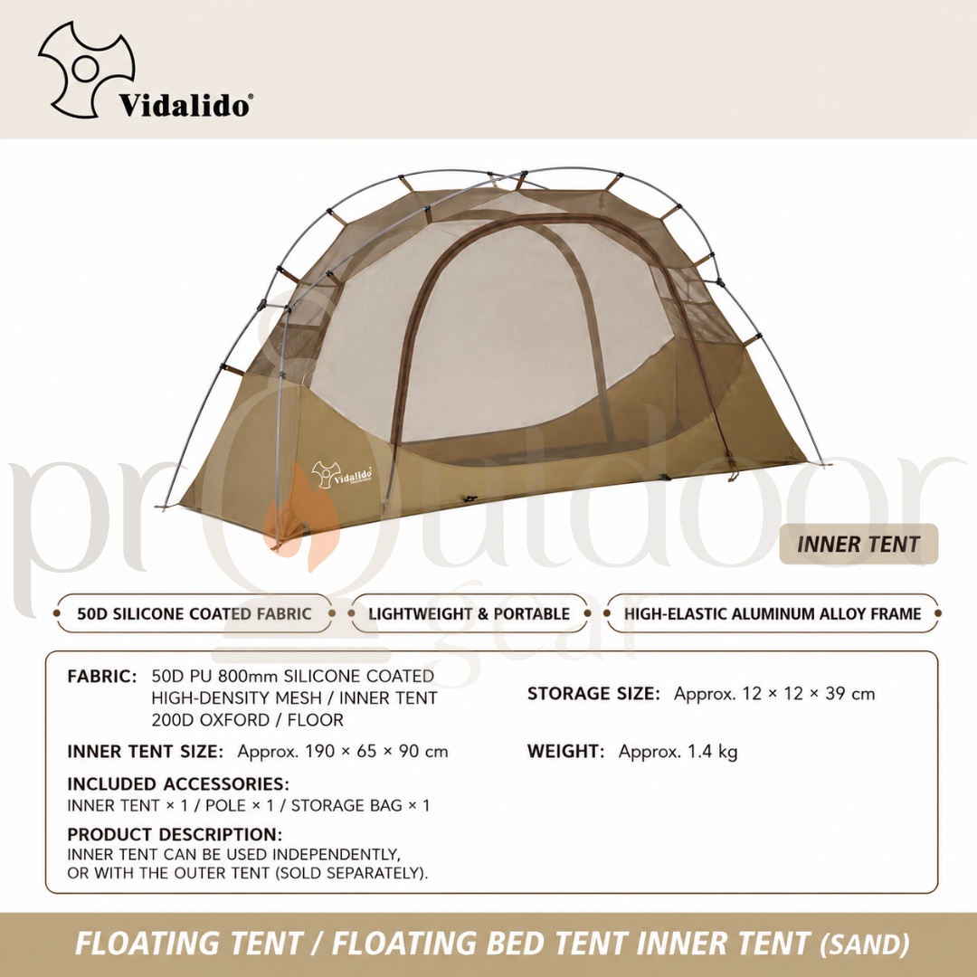VIDALIDO Floating Island Standard Plus Size Cot Tent 1 Person Mosquito Net Ultra lightweight Mesh Tent