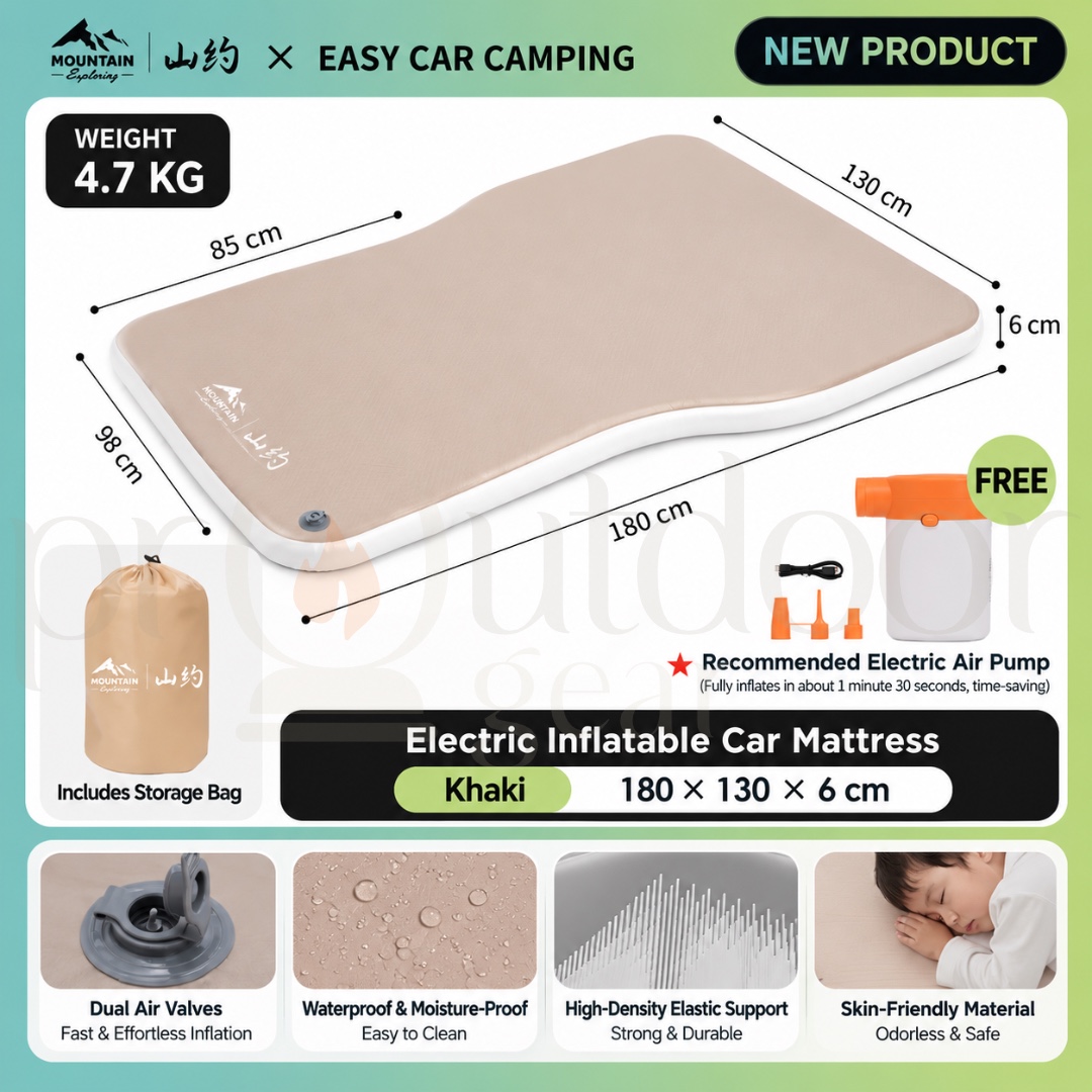 MOUNTAIN 6CM Inflatable Car Mattress Double Camping Sleeping Mat Car Bed Outdoor Travel Mattress