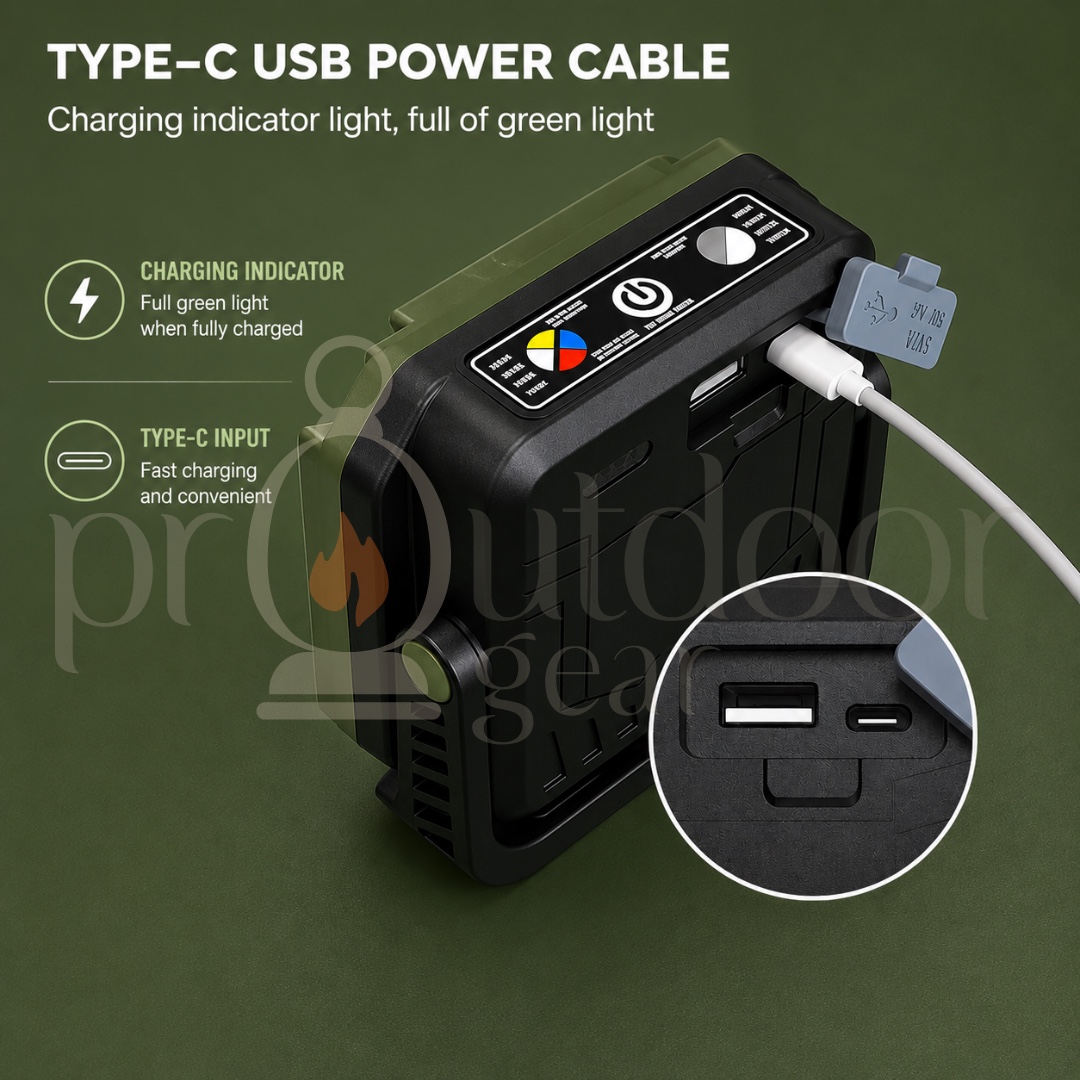 Rechargeable COB LED Camping Work Light 5400mAh USB Type-C Magnetic Portable Floodlight Emergency Lantern