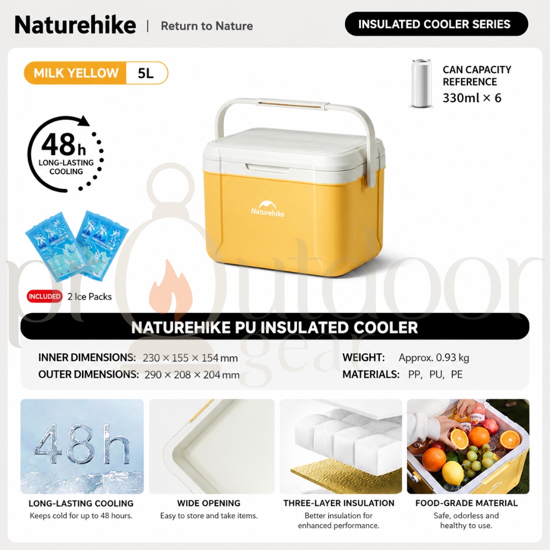 NATUREHIKE 5L 18L PU Cooler Box Large Capacity Portable for Outdoor Camping Fishing Picnic Car Ice Insulation Box