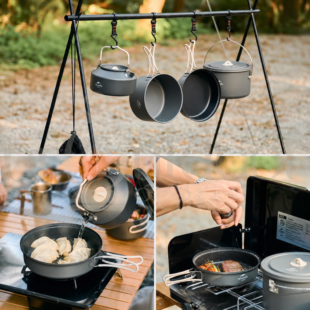 NATUREHIKE CNH22CJ002 JianXing Outdoor Camping Aluminum Alloy Pot Storage Tableware Pots Kitchenware Cooking Set