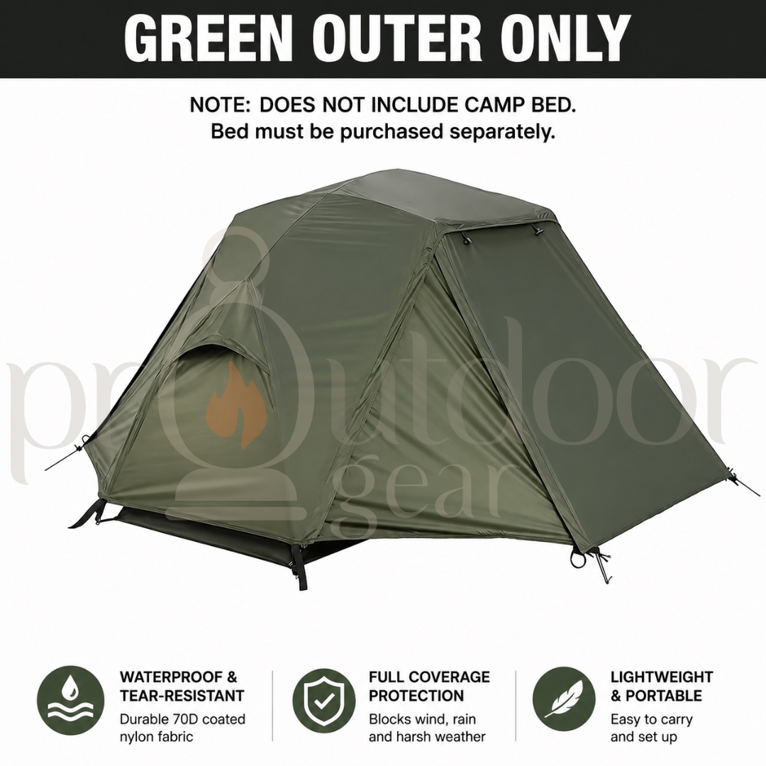 DEFTHIKE Camping Cot Tent Set 70D Silver Coated Nylon Flysheet + Inner Tent + Cot Outdoor Single Person Camping Shelter