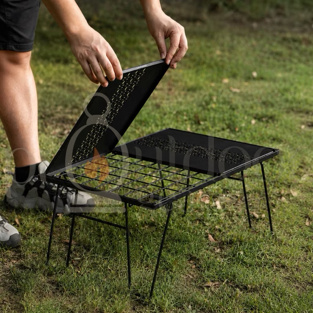 CAMPINGMOON CK-1G/CK-2G IGT Double Layer Modular Camping Table Bamboo Top Foldable Cooking Table BBQ Picnic Table