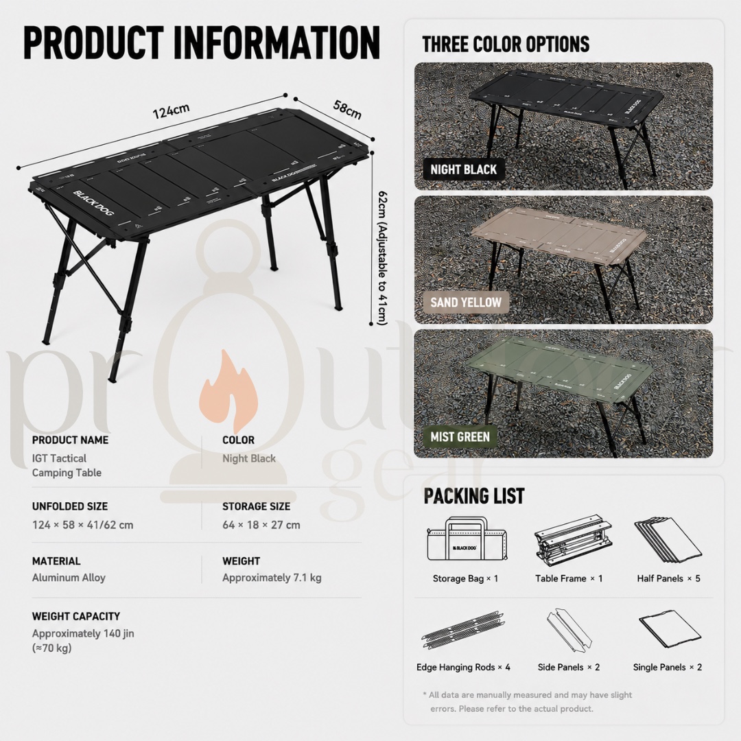 BLACKDOG Baishi Folding Table Camping Table and Chairs Korean IGT Table Aluminum Alloy Outdoor Portable Camping Table
