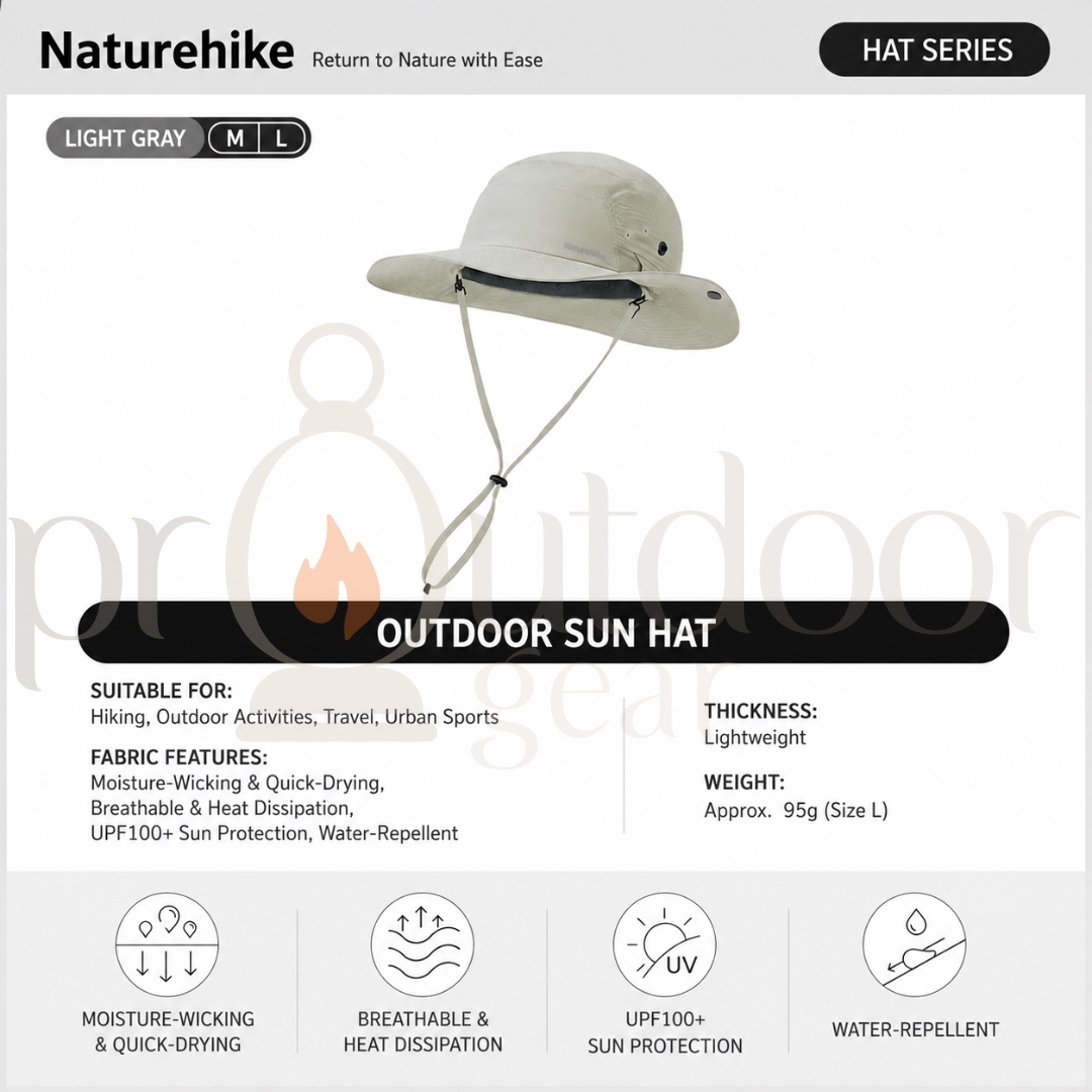 NATUREHIKE CNK2610FS010 UPF100+ Outdoor Sun Hat Quick Dry Breathable Waterproof Hiking Fishing Camping UV Protection Hat